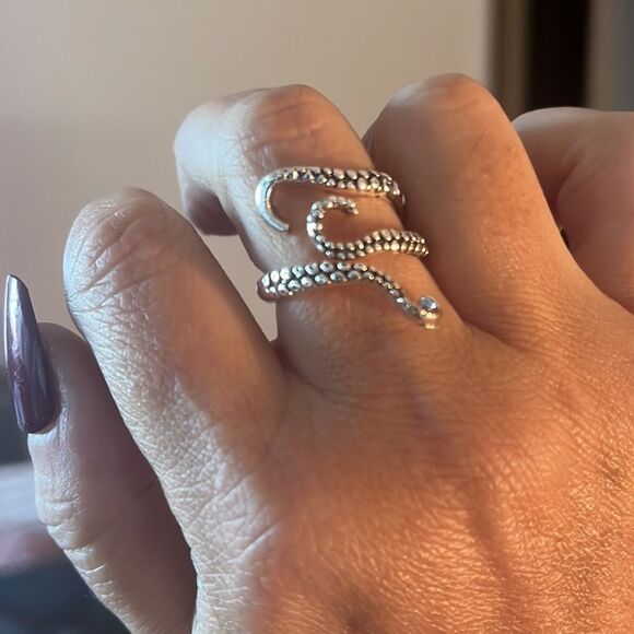 The Octopus Ring adjustable in silver - Picture 2 of 6